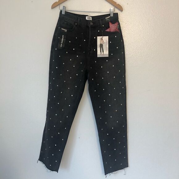 NWT SIMPLE SOCIETY Super High Rise Straight Studded Jeans Size 7/28 - Picture 1 of 16